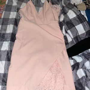 Size medium light pink cocktail dress. Lace detail.